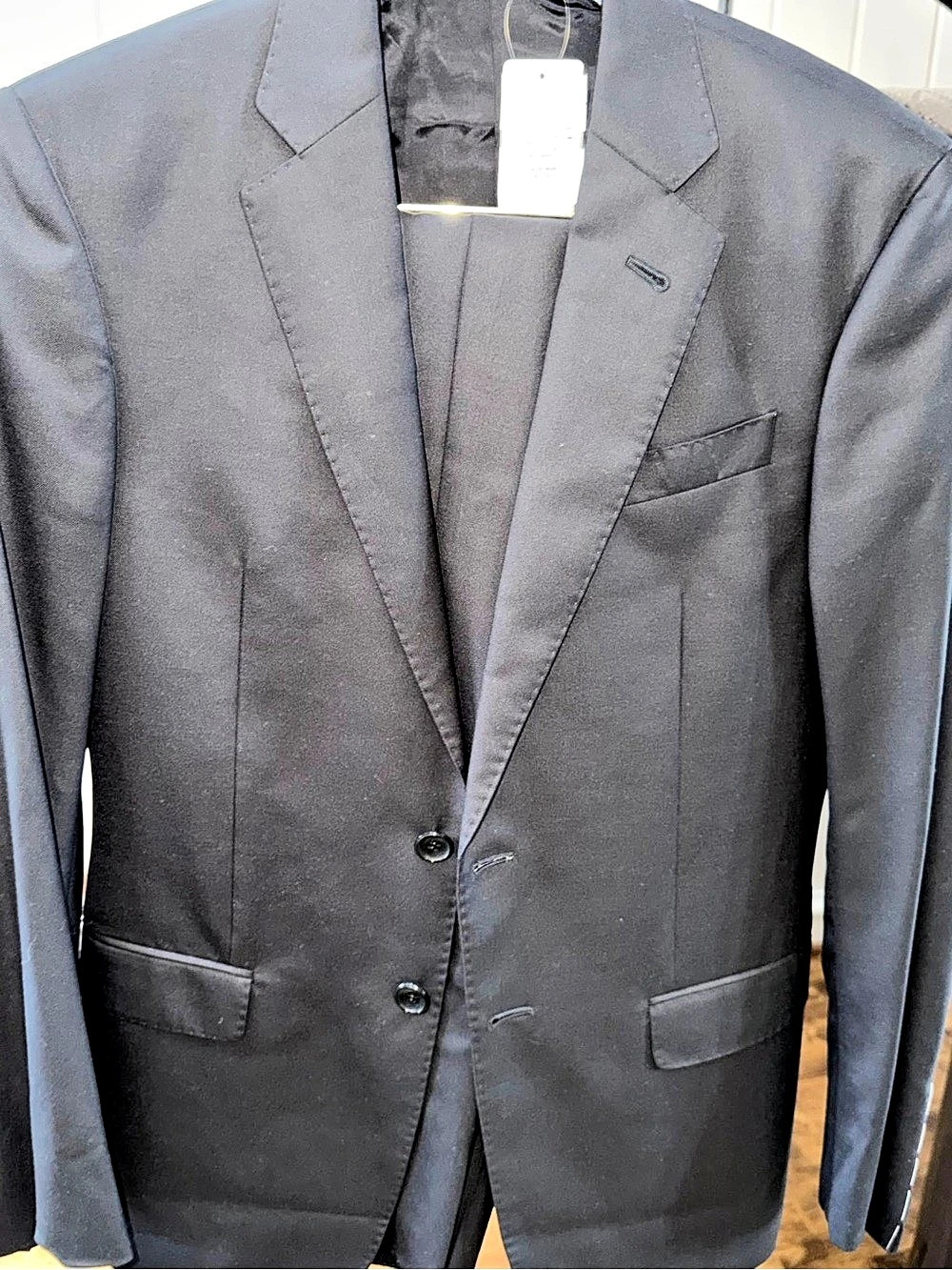 Giorgio Armani Soft Line Super 160's Wool Suit Sport Coat Black 46 R